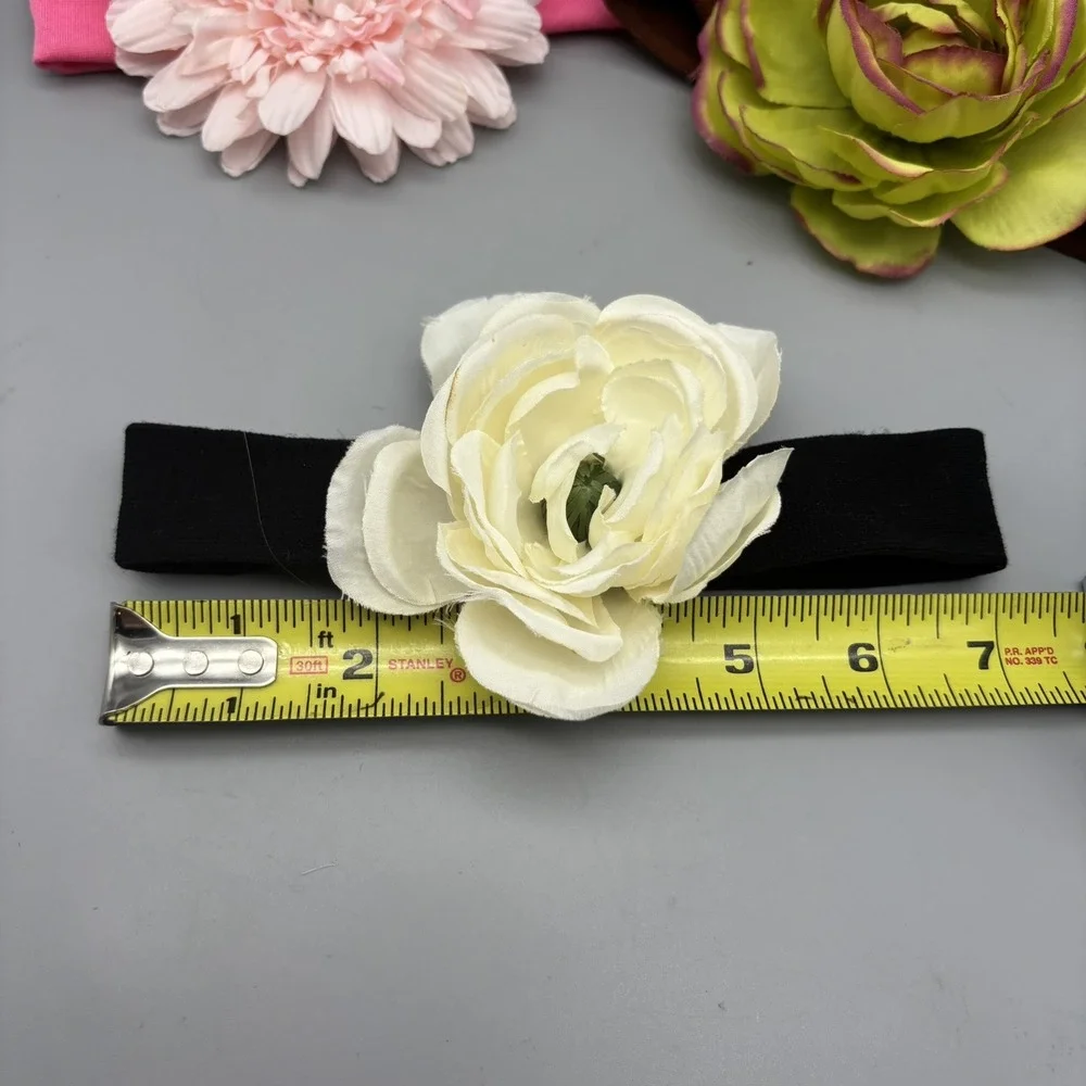 5 Pc. Large Flower Hair Bow‎ on Knit Headband Lot Gift Set Baby Girl